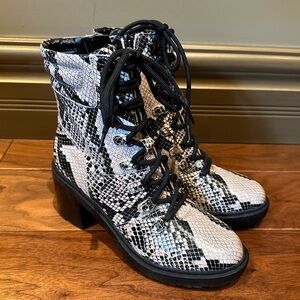 Marc Fisher Croc Lace up Boots